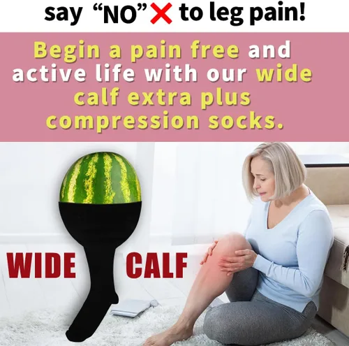Vista 2 de Laite Hebe Calcetines de compresión de talla grande para mujeres y hombres, 3 pares de pantorrilla ancha hasta la rodilla, soporte alto