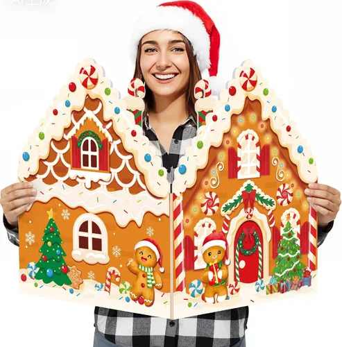 Vista 9 de Pasimy Tarjeta de felicitación de Navidad gigante de 25 x 16 pulgadas, tarjeta de felicitación de invierno gigante, libro de invitados grande