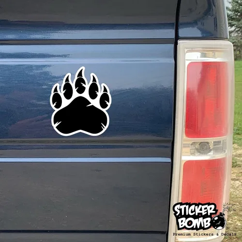 Vista 6 de Grizzly Bear Paw Prints - Paquete de 2 calcomanías para parachoques, calcomanías de Sticker Bomb Vinyl para automóvil, camión, computadora