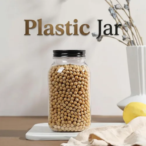 Vista 3 de Novelinks - Tarros de plástico de 32 onzas y tarros de plástico transparente con tapas, 32 onzas 6 Pack, Black, Quart Mason Jars Bulk, Plastic