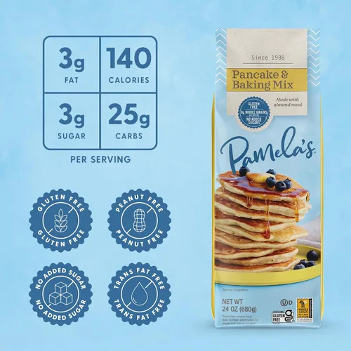 Vista 3 de Pamela's - Mezcla para hornear y panqueques sin gluten, gofres, pastel y galletas también, Kosher, bolsa de 1.5 libras (paquete de 6)