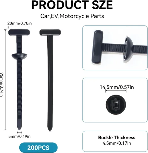 Vista 2 de 200 hebillas universales de nailon para ataduras de cables, soporte de bridas de cierre automático resistente con diseño de pasador y botón, bridas