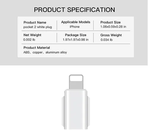 Vista 3 de Adaptador de conexión de teléfono celular USB para DJI OSMO Pocket 2 (para-iPhone)