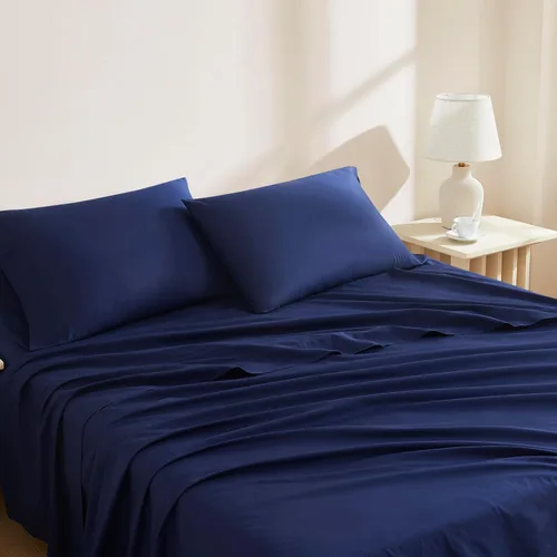 Vista 13 de Linen Closet Juego de sábanas y fundas de almohada 100% algodón orgánico, 3 Blanco Ártico