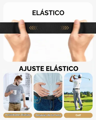 Vista 4 de Cinturón de trinquete elástico para hombres, cinturón de trabajo táctico de nailon casual, hebilla ajustable