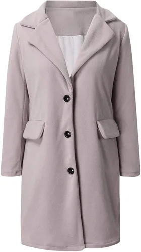 Vista 3 de Vestido tipo blazer para mujer casual manga larga cuello con solapa botones y abrigos de trabajo elásticos