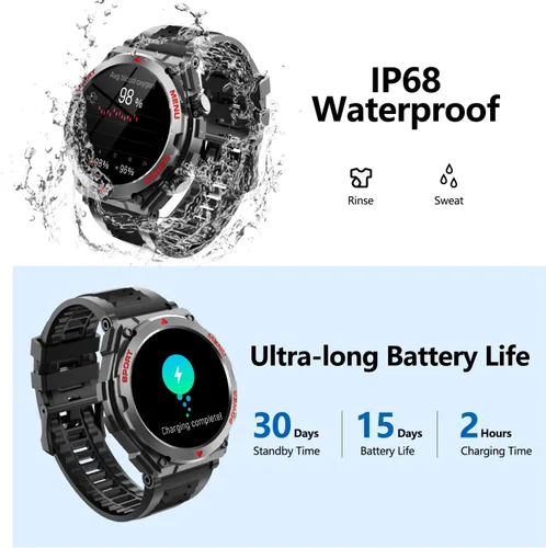 Vista 7 de Reloj inteligente con función de teléfono, hace/responde llamadas, control de voz AI, reloj inteligente con 28 modos deportivos, podómetro, reloj