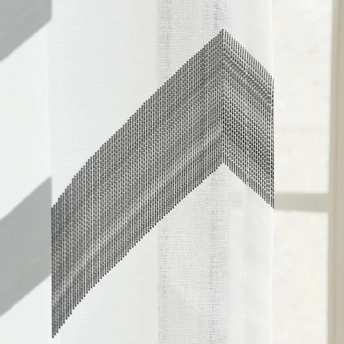 Vista 3 de NAPEARL - Cortina semitransparente de lino sintético con diseño jacquard geométrico