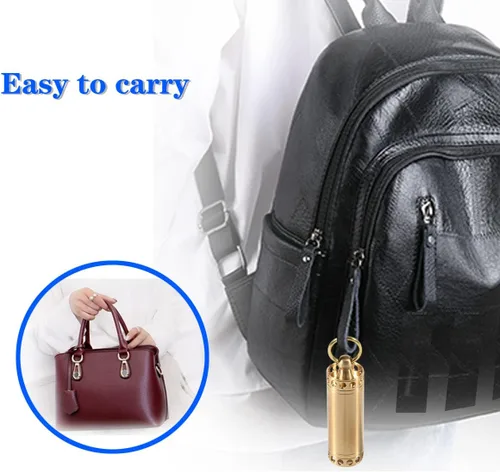 Vista 7 de Pastillero para llavero, mini pastillero portátil de latón impermeable para bolsillo de bolso, pequeño estuche para pastillas para viajes al aire