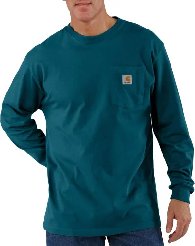 Vista 11 de Carhartt Camiseta de trabajo de manga larga con bolsillo para hombre Negro