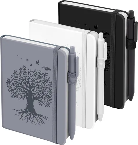 Vista 20 de 3 paquetes de cuadernos de bolsillo para diario, A6 pequeño, total 360 páginas, cuadernos para tomar notas, diarios para escritura, mini blocs
