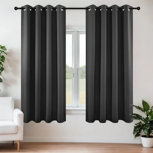 Vista 58 de Joydeco - Juego de 2 paneles de cortinas opacas de 63 pulgadas, 2 cortinas largas con aislamiento térmico burg, cortinas de oscurecimiento