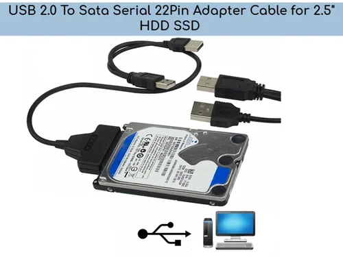 Vista 4 de KUJOBUY Adaptador de cable SATA a USB 2.0 para disco duro HDD de 2.5 "Conector de disco duro SSD de 22 pines 7+15 Cable SATA 1 2 3 Convertidor
