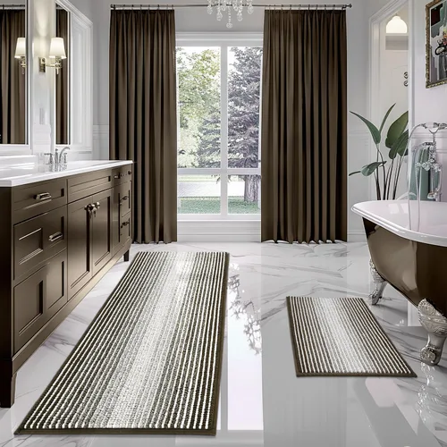 Vista 59 de BSICPRO Tapetes de baño de felpilla, 20 x 32 pulgadas, antideslizantes, absorbentes, suaves, peludos, para baño, lavables a máquina (salvia)
