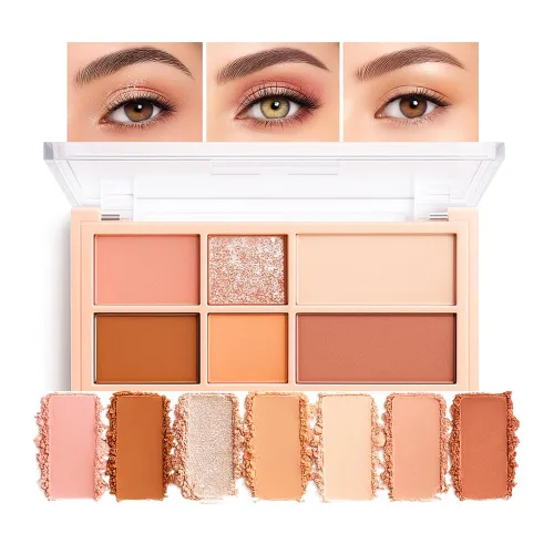 Vista 12 de Paleta de sombras de ojos de acabado múltiple, paleta de brillo metálico mate con polvo sedoso y suave, destello fino y duocromático, sombras 2#