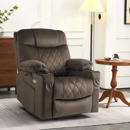Vista 2 de MCombo Silla reclinable pequeña con triple motor eléctrico para ancianos Café