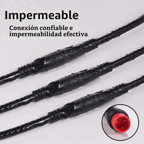 Vista 3 de Cable de extensión de 2 pines, 3 pines, 4 pines, 5 pines, 6 pines, 8 pines, 9 pines, enchufe impermeable, funciona para luz de bicicleta eléctrica