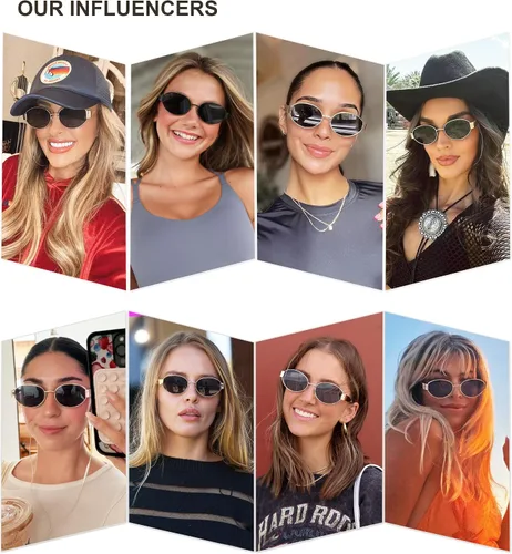 Vista 2 de SOJOS Gafas de sol ovaladas retro para mujer, de moda, clásicas, con protección UV400, SJ1256