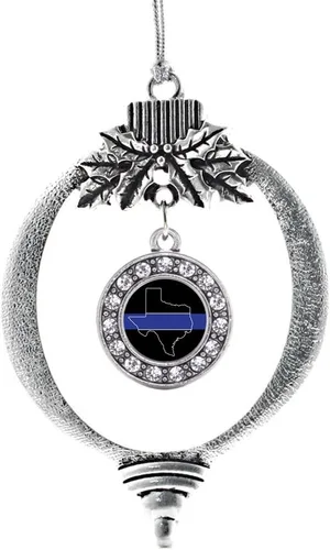 Vista 12 de Inspired Silver - Adorno con dije de cara de carlino - Adornos navideños de círculo de plata con joyas de circonita cúbica