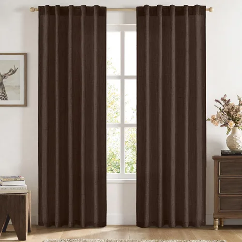 Vista 20 de MIULEE - Cortinas de lino sintético de 96 pulgadas de largo, 2 paneles, cortina semitransparente natural con pestaña trasera, bolsillo para barra