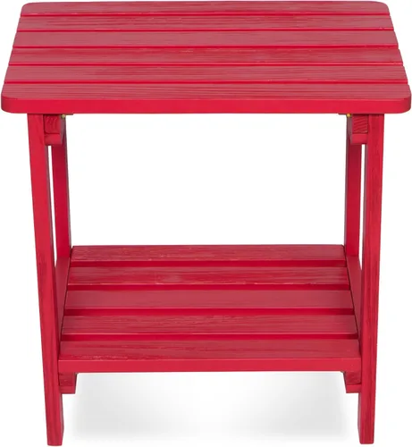 Vista 5 de Shine Company Providence - Mesa auxiliar rectangular de madera maciza, mesa de patio Adirondack para exteriores, color rojo chile Rojo (Chili Red)