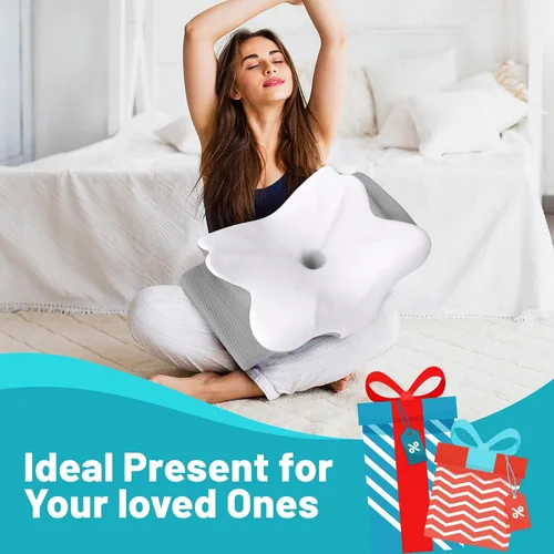 Vista 7 de CloudBliss Almohada cervical, almohada de espuma viscoelástica, altura ajustable, almohadas de apoyo para el cuello para dormir, almohada cervical