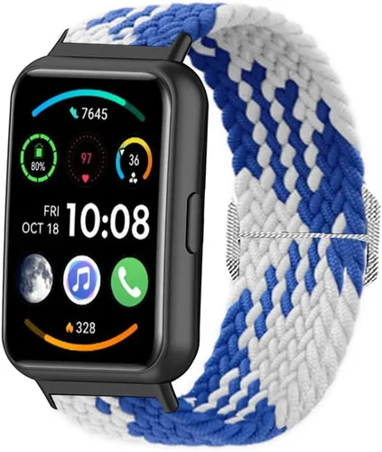 Vista 6 de Correa de reloj compatible con Huawei Watch FIT 2, correa de reloj deportiva de tejido suave transpirable ajustable de tela tejida elástica