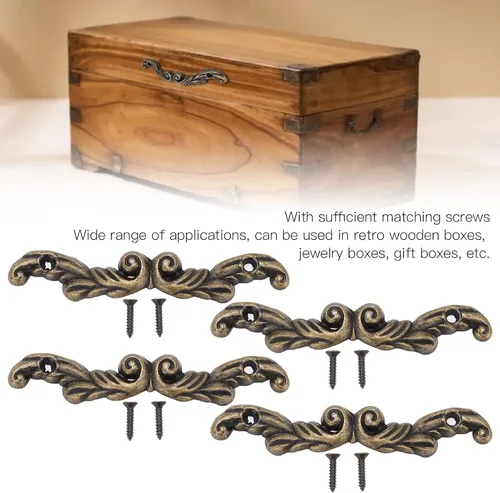 Vista 2 de Mango de cajón, exquisito patrón antiguo con tornillos para armarios para cajas de madera para cajas de regalo