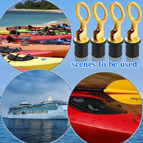 Vista 7 de Amyhill 4 Pcs Boat Plugs Snap Handle Boat Plugs for 1 Inch Diameter Marine Drain Twist Metal Rubber Accessories for Lifeboats Fishing Boats Ferries