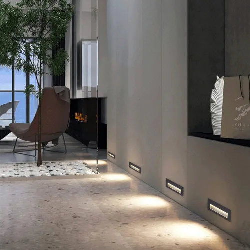 Vista 5 de Lámpara de pared moderna para escaleras, 6 W, con rejilla horizontal, placa frontal para interiores y exteriores, impermeable, color gris