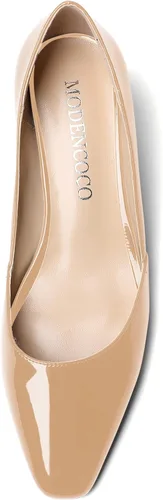 Vista 3 de MODENCOCO Zapatos formales de tacón bajo para mujer, con puntera cuadrada, de 2 pulgadas