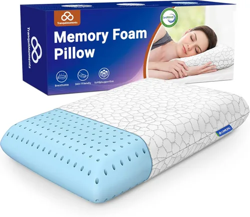 Vista 11 de Almohadas de espuma viscoelástica, almohada de cama para dormir de lado, espalda y boca abajo, almohada cervical para dormir con funda extraíble