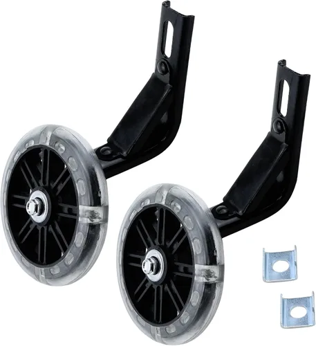 Vista 10 de Par de ruedas auxiliares de bicicleta para niños, accesorios para bicicletas de 12 "14" 16", ruedas de entrenamiento flash