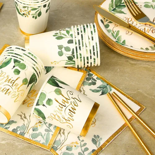 Vista 6 de 192 piezas de decoración para despedida de soltera, juegos de platos y servilletas de boda, platos de papel para despedida de soltera