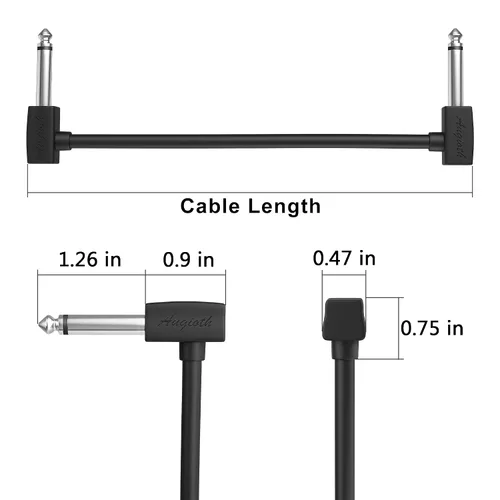 Vista 6 de Cable de conexión de guitarra de 6 pulgadas de 5.9 in, 0.5 pies de 1/4 en ángulo recto TS cable de pedal de efecto