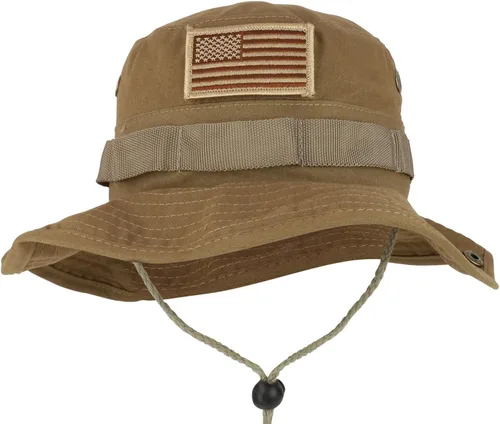 Vista 2 de Armycrew - Gorra con cierre de gancho y lazo con bandera militar americana con correa para la barbilla
