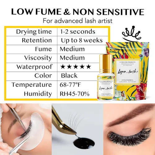 Vista 6 de Pegamento de extensión de pestañas extra potente de 0.3 fl oz – Lyon lash Performance Glue 1-2 segundos de tiempo de secado 6-8 semanas