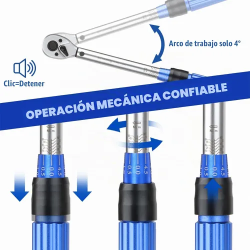 Vista 5 de BULLTOOLS Llave dinamométrica de 3/8 pulgadas con clic de accionamiento, juego de llaves dinamométricas de 72 dientes de dirección dual. Llave