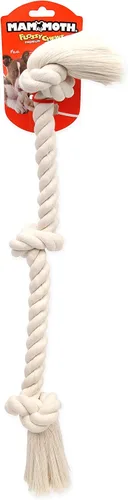 Vista 3 de Flossy Chews - Tirador de cuerda de 3 nudos, 100% algodón, color blanco, grande, 25 pulgadas