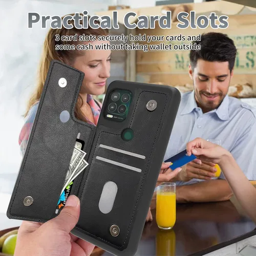 Vista 4 de Funda tipo cartera de mármol abstracto para Moto G Stylus 5G 2021 con tarjetero y bloqueo RFID, piel sintética suave, función atril, cierre