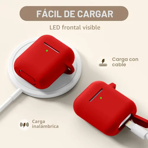 Vista 5 de Hamile Compatible con estuche de AirPods, funda protectora de silicona suave (LED frontal visible) diseñada para AirPods con accesorios de llavero