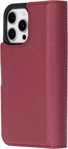 Vista 16 de Bayelon Estuche tipo billetera para iPhone 15 Pro, cartera de cuero desplegable de tres pliegues, cubierta tipo folio magnética desmontable, soporte