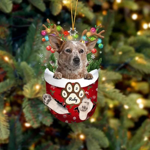 Vista 94 de Adornos personalizados de Pug cervatillo – Decoración personalizada para árbol de Navidad con patas de bolsillo de nieve