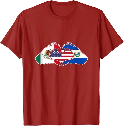 Vista 71 de Corazón manos México, El Salvador y Estados Unidos. Camiseta, Negro
