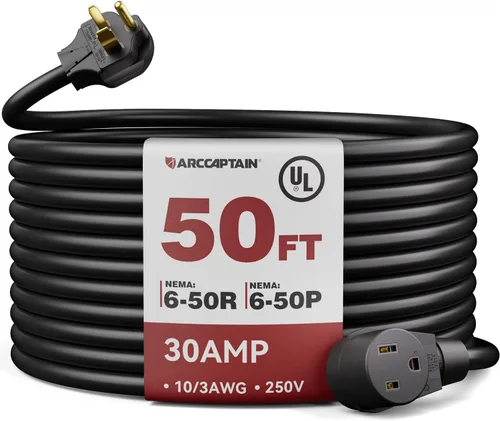 Vista 8 de ARCCAPTAIN Cable de extensión de soldador de 30 amperios, 20 pies