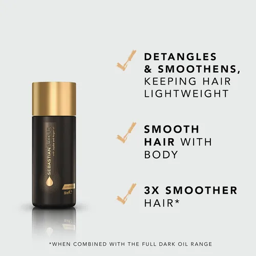 Vista 3 de Sebastian Professional Dark Oil Lightweight Conditioner Infused with Jojoba & Argan Oil Smoothes and detangles hair.