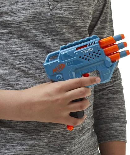 Vista 6 de Nerf Elite 2.0 Trio SD-3 Blaster – Incluye 6 dardos oficiales – 3 barriles – Riel táctico para personalizar la capacidad