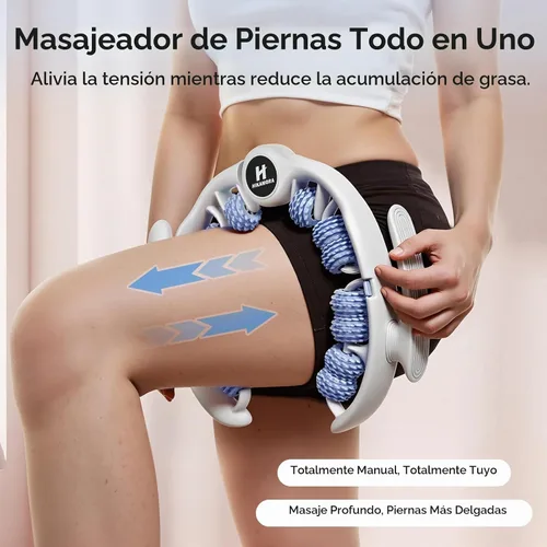 Vista 3 de Herramienta de masaje para celulitis, rodillo manual para celulitis, piel contorneada y más suave, alivia el dolor muscular de las piernas Azul