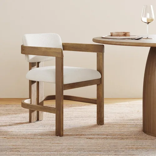 Vista 26 de Nathan James Gracie - Silla de comedor moderna con cojín, silla de comedor tapizada con marco de madera maciza, color marrón claro, juego de 2