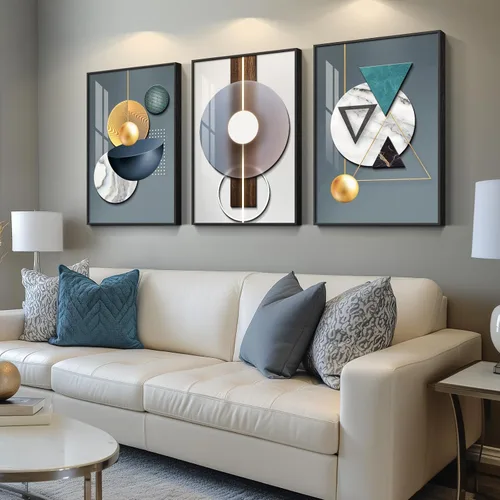 Vista 38 de Arte de pared moderno enmarcado en blanco y negro, 3 piezas de impresiones contemporáneas grandes para paredes, juego de 3 imágenes de hojas doradas